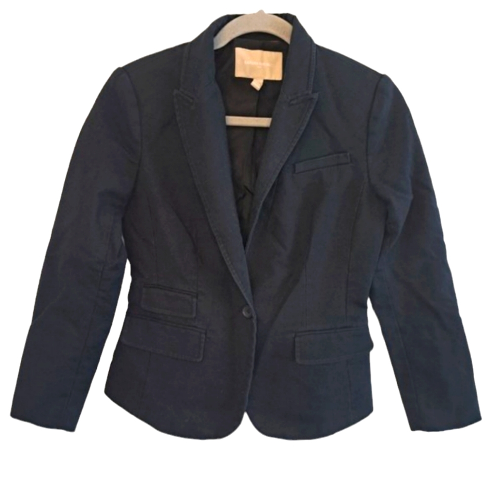 Banana Republic Black Blazer Suit Jacket Career Professional Size 2P Petite